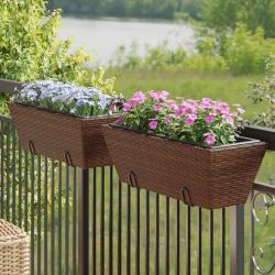 Jardinières avec crochets 2 pcs marron résine tressée alsavelo