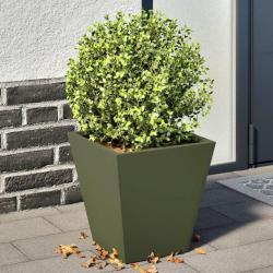 Jardinières 2 pcs vert olive 30x30x30 cm acier alsavelo