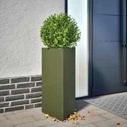 Jardinières 2 pcs vert olive triangulaire 40x34,5x70 cm acier alsavelo