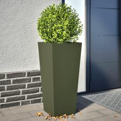Jardinières 2 pcs vert olive 35x35x75 cm acier alsavelo