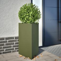 Jardinières 2 pcs vert olive triangulaire 50x43x75 cm acier alsavelo