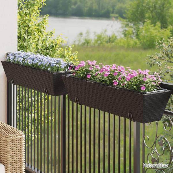 Jardinires avec crochets 2 pcs noir rsine tresse alsavelo