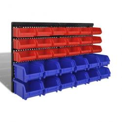 Jeu de paniers muraux de stockage Plastique 30pcs Bleu et rouge alsavelo