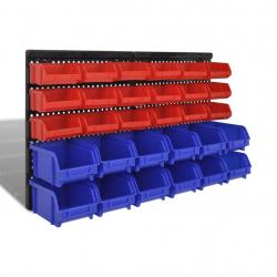 Jeu de paniers muraux de stockage Plastique 30pcs Bleu et rouge alsavelo