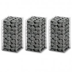 Jeu de panier de gabion 3 pcs Fil galvanisé 25x25x50 cm alsavelo