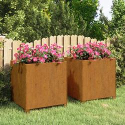 Jardinières avec pieds 2 pcs Rouillé 49x47x50 cm Acier corten alsavelo