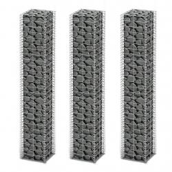 Jeu de panier de gabion 3 pcs Fil galvanisé 25x25x150 cm alsavelo