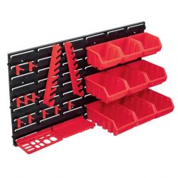 Kit de bacs de stockage et panneaux muraux 34 pcs Rouge et noir alsavelo