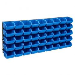 Kit de bacs de stockage et panneaux muraux 48 pcs Bleu et noir alsavelo