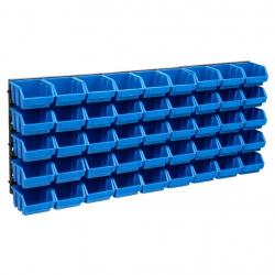 Kit de bacs de stockage et panneaux muraux 48 pcs Bleu et noir alsavelo