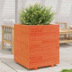 Jardinière cire marron 60x60x72,5 cm bois de pin massif alsavelo