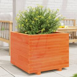 Jardinière cire marron 60x60x49,5 cm bois de pin massif alsavelo