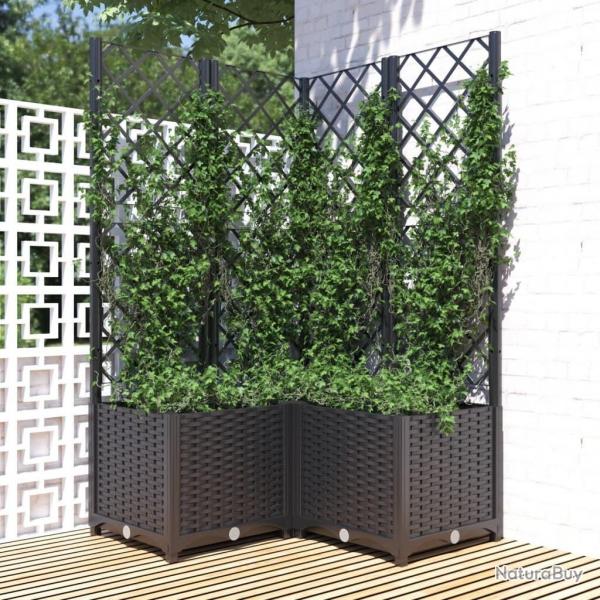 Jardinire avec treillis Noir 80x80x136 cm PP alsavelo