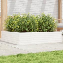 Jardinière blanc 100x100x23 cm bois de pin massif alsavelo