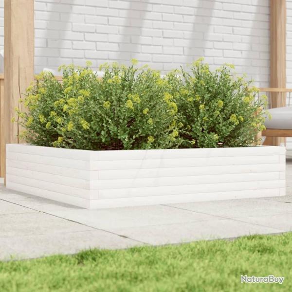 Jardinire blanc 100x100x23 cm bois de pin massif alsavelo