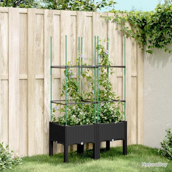 Jardinire avec treillis noir 80x40x142,5 cm PP alsavelo