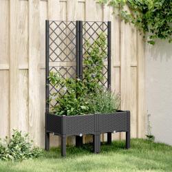 Jardinière avec treillis noir 80x40x142 cm PP alsavelo
