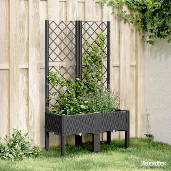 Jardinire avec treillis noir 80x40x142 cm PP alsavelo