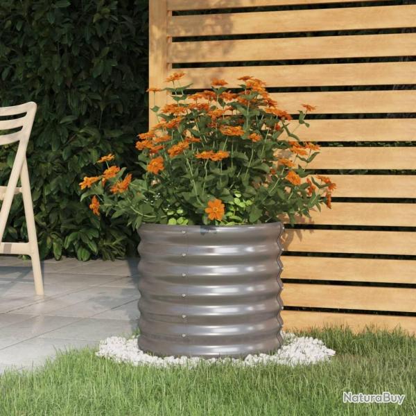 Jardinire de jardin Acier enduit de poudre 40x40x36 cm Gris alsavelo