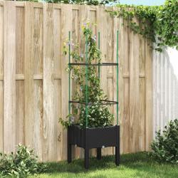 Jardinière avec treillis noir 40x40x142,5 cm PP alsavelo