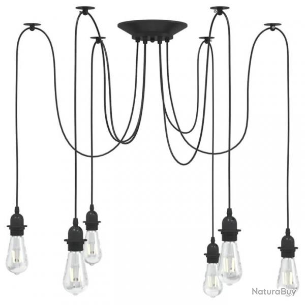 Lampe suspendue avec 6 porte-lampes E27 noir mtal alsavelo