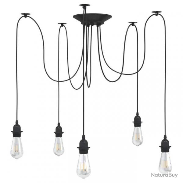 Lampe suspendue avec 5 porte-lampes E27 noir mtal