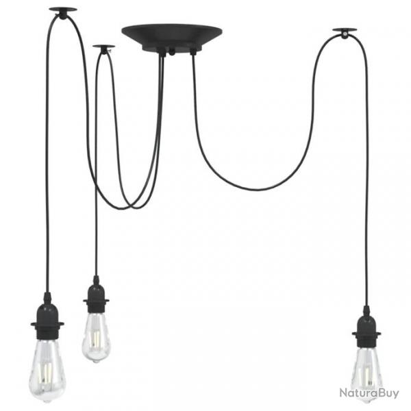 Lampe suspendue avec 3 porte-lampes E27 noir mtal alsavelo