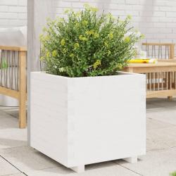 Jardinière blanc 50x50x49,5 cm bois de pin massif alsavelo