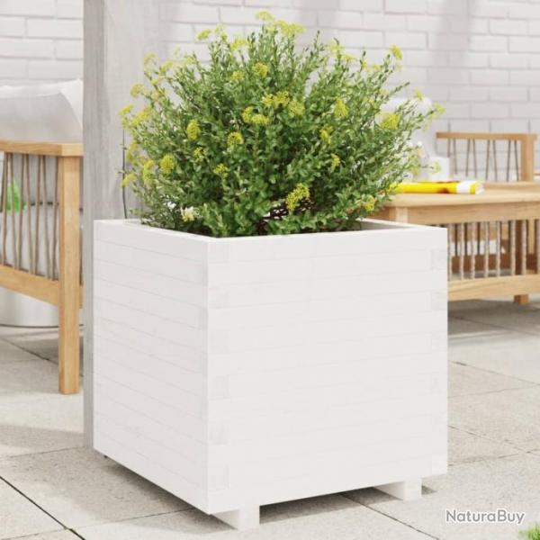 Jardinire blanc 50x50x49,5 cm bois de pin massif