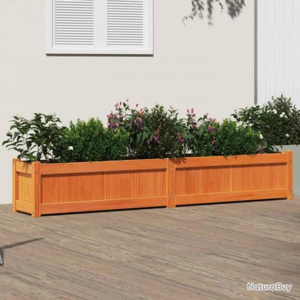 Jardinire cire marron 180x31x31 cm bois de pin massif