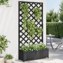 Jardinière avec treillis noir bois massif de sapin alsavelo
