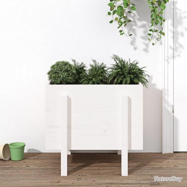 Jardinire blanc 62x50x57 cm bois massif de pin alsavelo