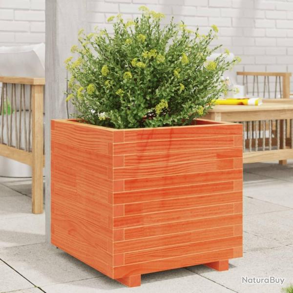 Jardinire cire marron 50x50x49,5 cm bois de pin massif alsavelo
