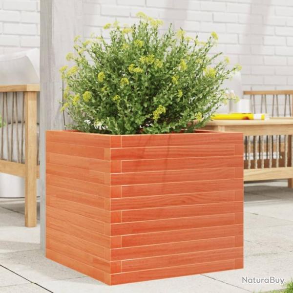 Jardinire cire marron 50x50x45,5 cm bois de pin massif