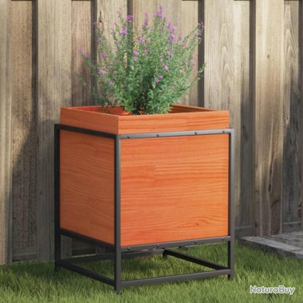 Jardinire cire marron 40x40x50 cm bois de pin massif