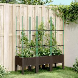 Jardinière avec treillis marron 120x40x142,5 cm PP alsavelo