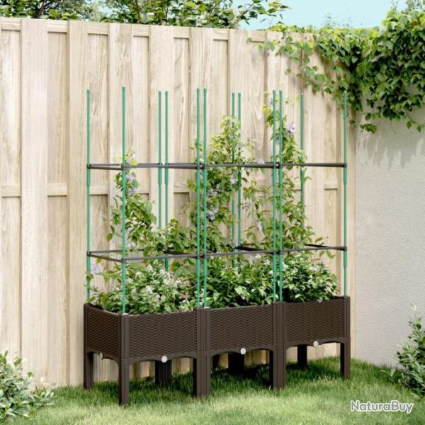 Jardinire avec treillis marron 120x40x142,5 cm PP