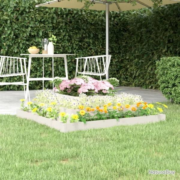Jardinire Blanc 110x110x27 cm Bois massif de pin alsavelo