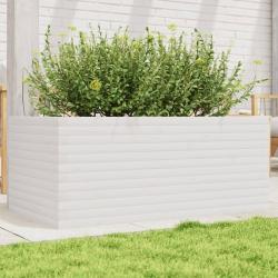 Jardinière blanc 110x60x45,5 cm bois de pin massif alsavelo