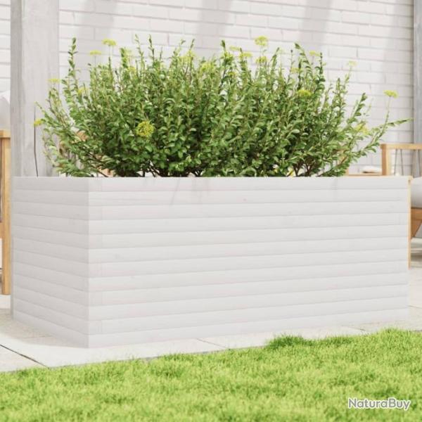 Jardinire blanc 110x60x45,5 cm bois de pin massif