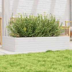 Jardinière blanc 110x60x23 cm bois de pin massif alsavelo