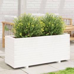 Jardinière blanc 110x40x49,5 cm bois de pin massif alsavelo