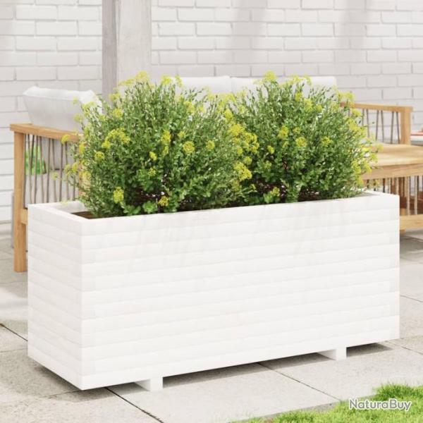 Jardinire blanc 110x40x49,5 cm bois de pin massif