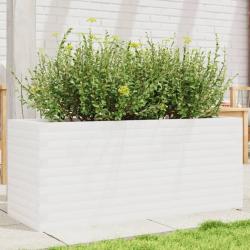 Jardinière blanc 110x40x45,5 cm bois de pin massif alsavelo