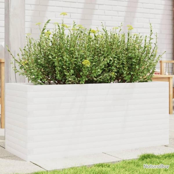 Jardinire blanc 110x40x45,5 cm bois de pin massif alsavelo