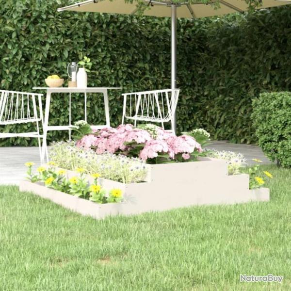 Jardinire Blanc 110x110x27 cm Bois massif de pin