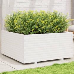 Jardinière blanc 100x100x49,5 cm bois de pin massif alsavelo