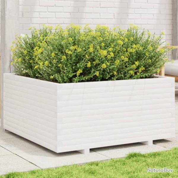 Jardinire blanc 100x100x49,5 cm bois de pin massif