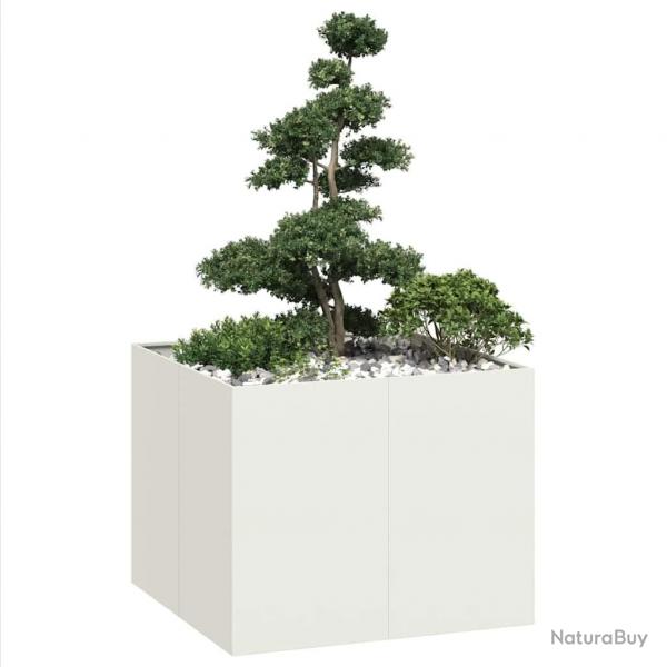 Jardinire blanc 100x100x80 cm acier alsavelo