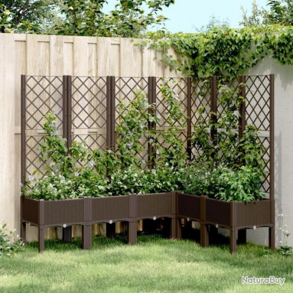 Jardinire avec treillis marron 160x120x142 cm PP